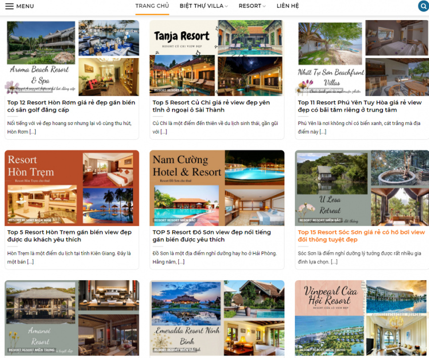 danh sách biệt thự nghỉ dưỡng villa resort và homestay đẹp nhất việt nam