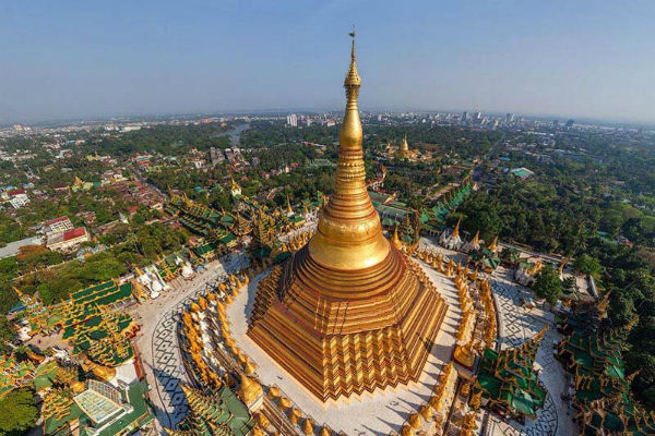 Chùa Sule ở Yagon Myanmar mang kiến trúc độc đáo