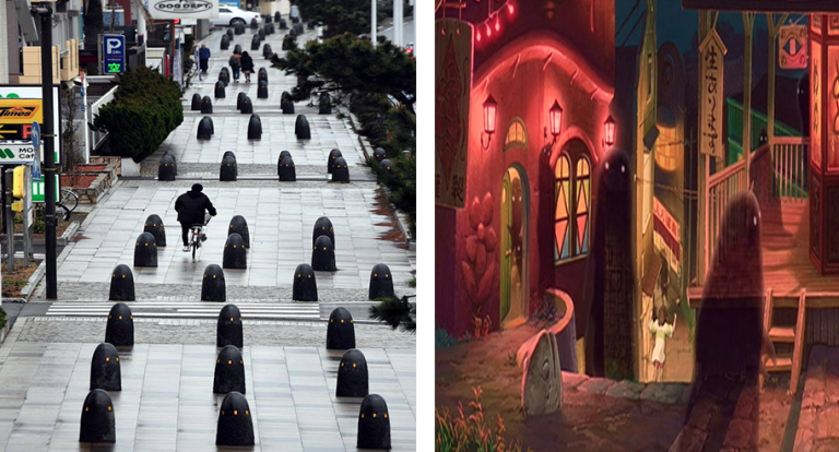 Thú vị với hình ảnh tả thực của các bóng ma màu đen trong “Vùng đất linh hồn” trên đường phố Nhật Bản