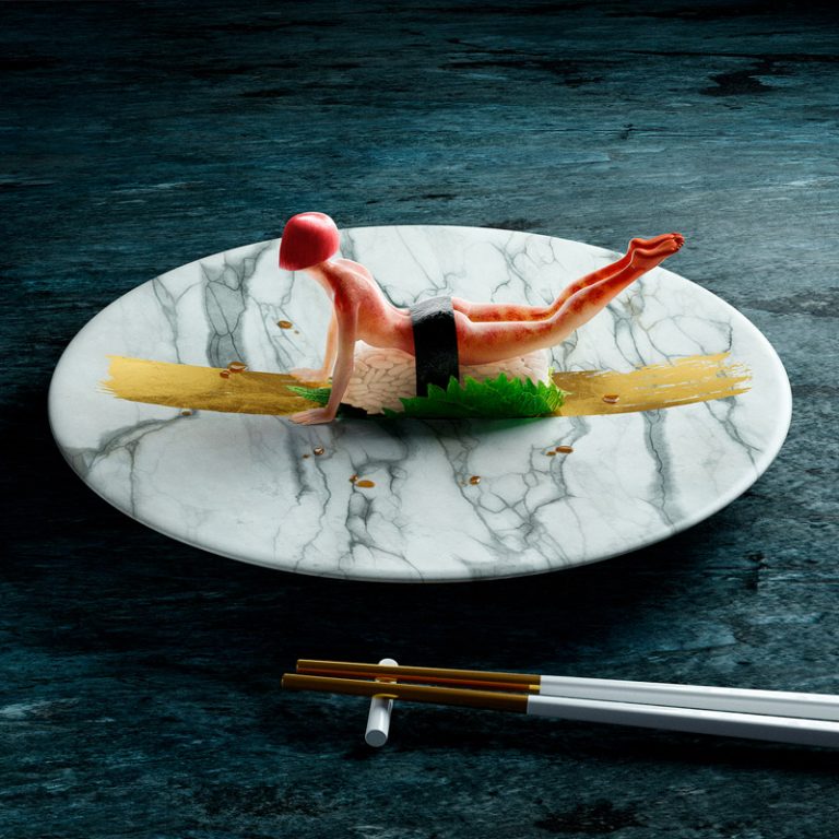 ẩm thực nhật bản, văn hoá nhật, bộ ảnh độc đáo về sự kết hợp giữa sushi và yoga
