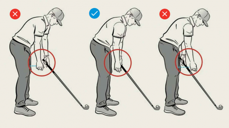 kỹ thuật golf, xác định khoảng cách đứng so với vị trí bóng