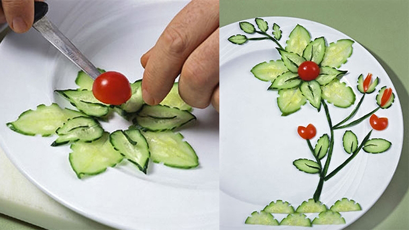 Những cách cắt tỉa dưa leo trang trí đĩa ăn - ALONGWALKER