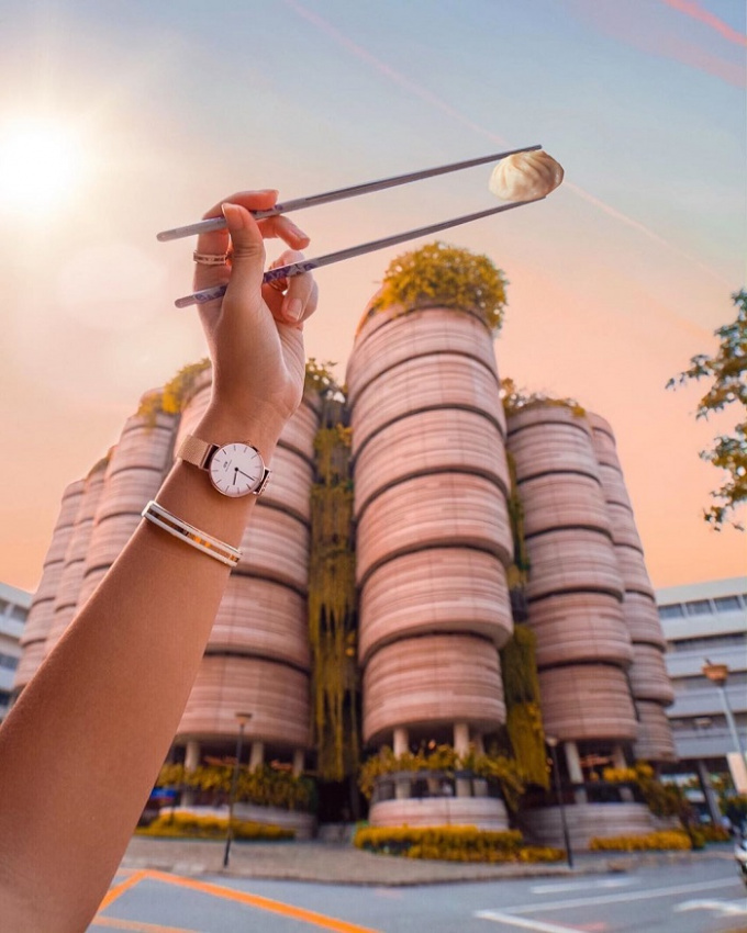 tòa nhà giỏ dimsum hot nhất singapore đi một bước vạn dặm hình on trend