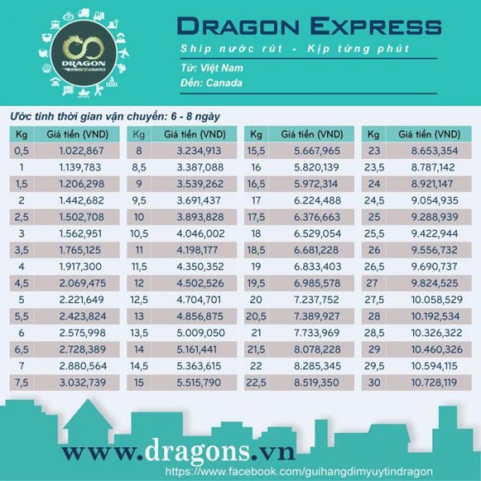 dragon express – dịch vụ gửi hàng đi canada đáng tin cậy
