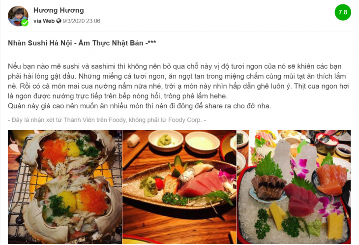 ăn chơi hà nội, nhà hàng nhân sushi nguyễn thị định cầu giấy có ngon không?