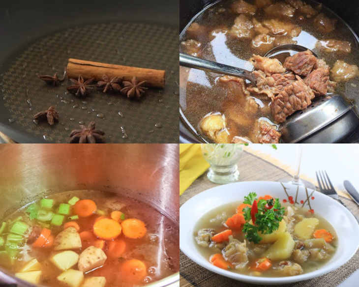 bữa tối, món hầm, cách nấu gân bò hầm khoai tây bồi bổ sức khỏe gia đình