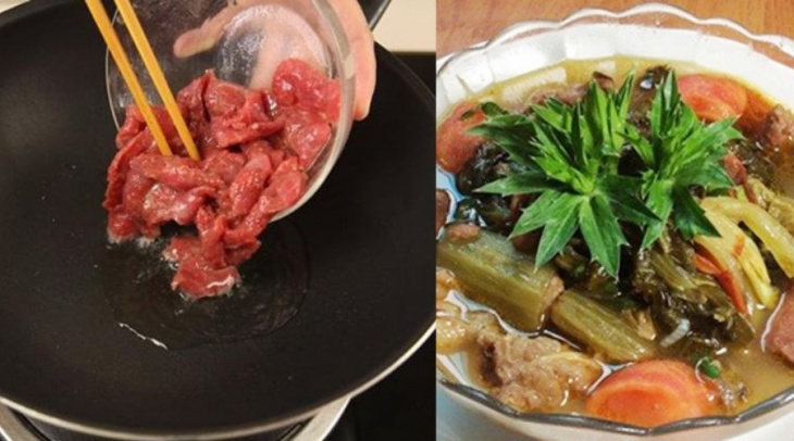bữa trưa, món kho, chia sẻ cách nấu bò kho dưa thịt mềm chua ngọt