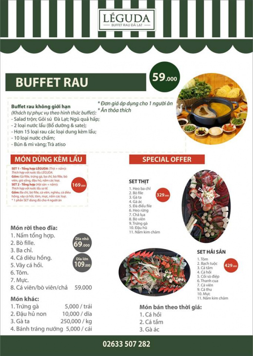 review nhà hàng buffet lẩu rau léguda đà lạt