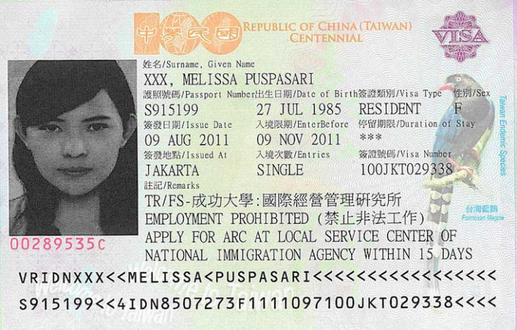 Thủ tục xin Visa Du lịch Đài Loan tự túc