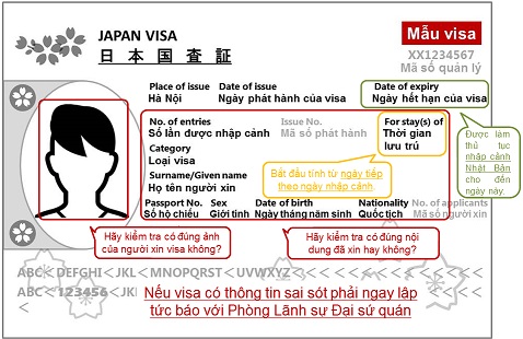 hướng dẫn đọc thông tin visa nhật bản