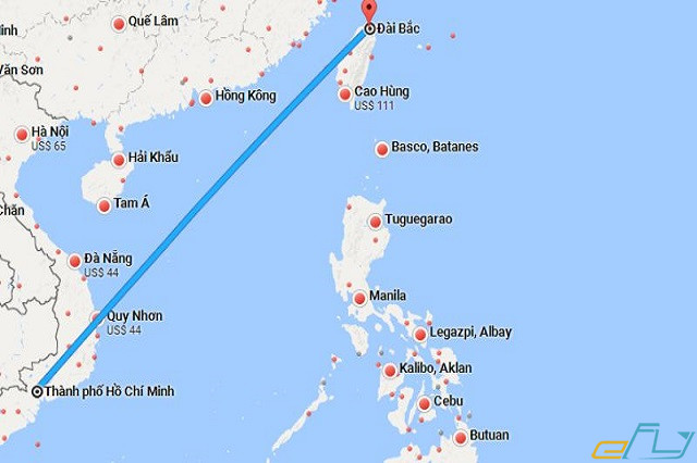 Từ Đài Loan bay về Việt Nam mất bao nhiêu tiếng?