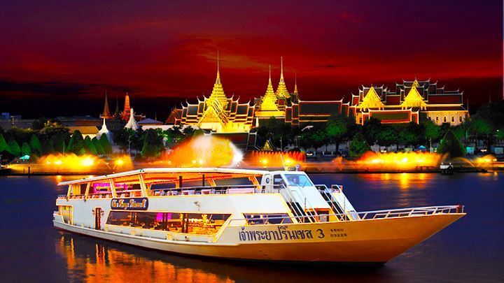 Dùng bữa tối trên du thuyền Apsara sang trọng ở Bangkok, Thái Lan