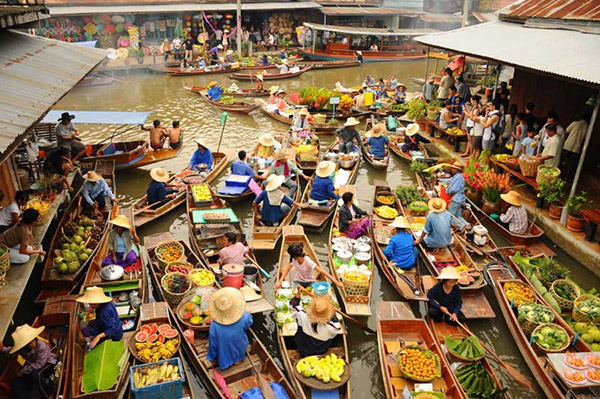 điểm đẹp, thái lan, nét văn hóa sông nước ở chợ nổi damnoen saduak thái lan