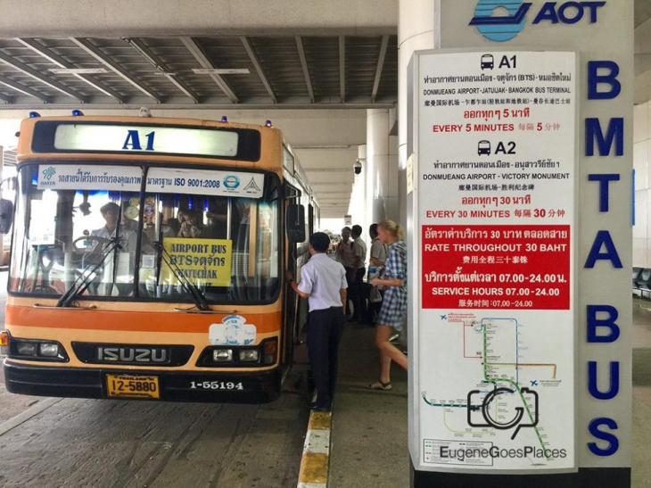 Hướng dẫn đi xe bus từ Sân bay Don Muang vào trung tâm Bangkok