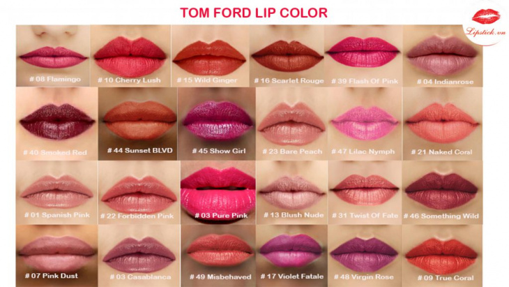 Bảng màu son Tom Ford Matte - ALONGWALKER