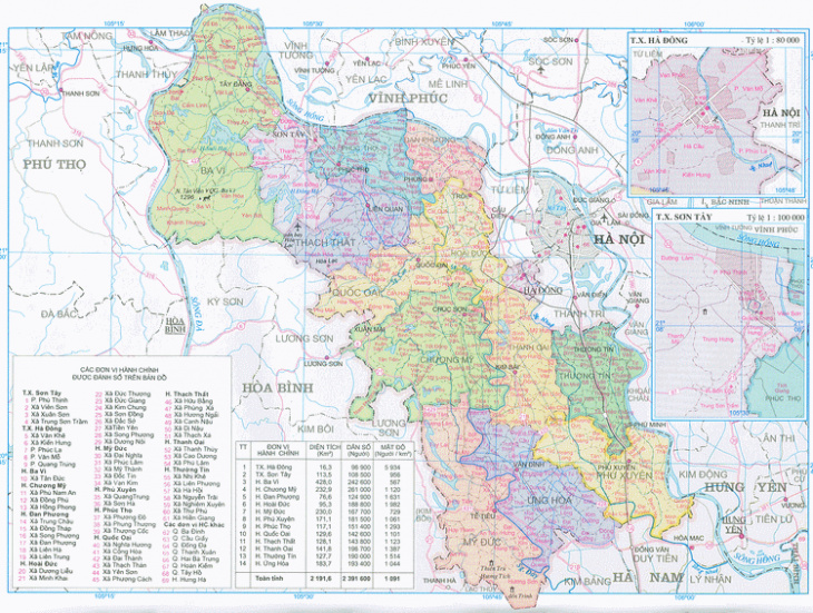 Bản đồ du lịch và hành chính tỉnh Hà Tây đầy đủ và chính xác nhất