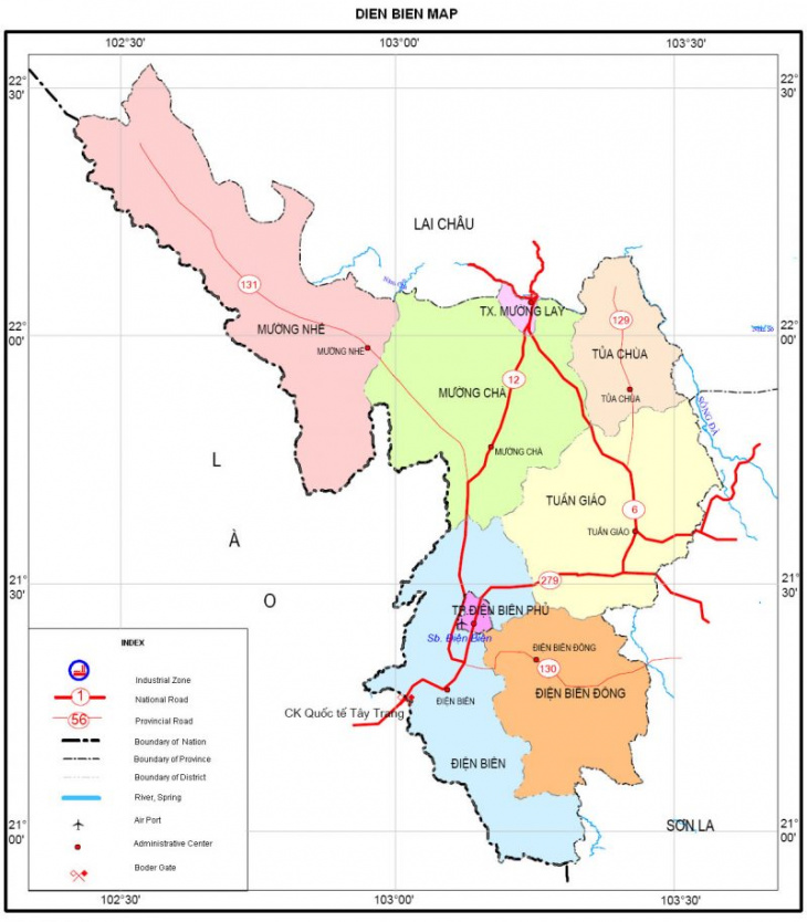 Bản đồ du lịch và hành chính tỉnh Điện Biên chính xác và đầy đủ nhất