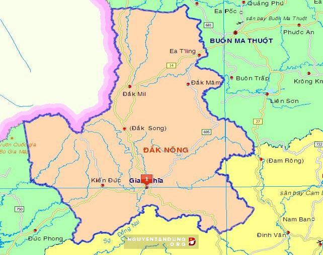 Bản đồ du lịch và hành chính tỉnh Đắk Nông online đầy đủ nhất