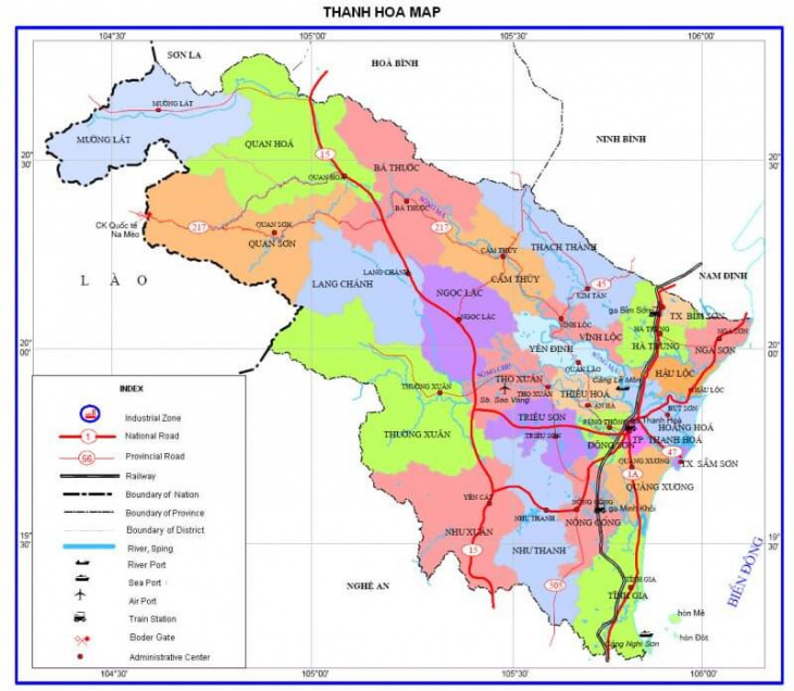 Bản đồ du lịch và hành chính tỉnh Thanh Hóa online chuẩn nhất