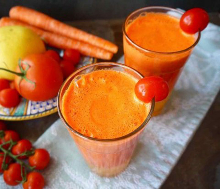 ẩm thực, cách làm nước ép cà chua cà rốt sáng mắt, đẹp da