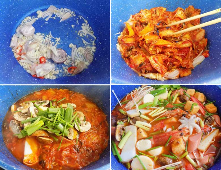 ẩm thực, cách nấu lẩu kim chi hải sản ngon, đậm đà hương vị