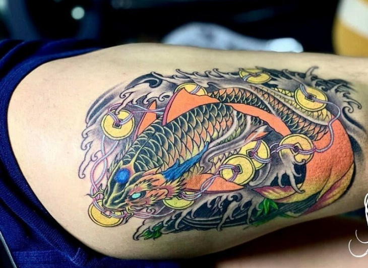 Giảm giá Hình dán tatoo cá chép vàng may mắn  miếng dán hình xăm tatoo đẹp  dành cho nam nữ kích thước 15x21cm CC07  BeeCost