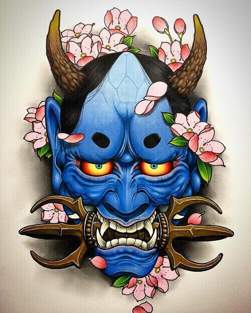Ý nghĩa hình xăm mặt quỷ Nhật Bản Oni Hanya nghệ thuật