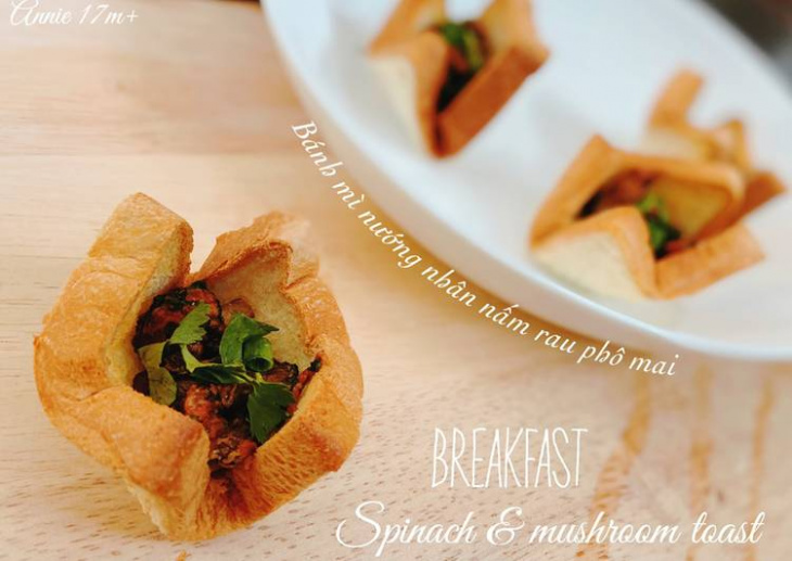 Spinach & mushroom toast – ăn dặm