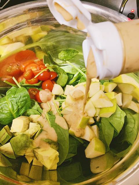 bó xôi salad trộn, rau bina, salad, salad trộn rau, salad trộn táo, salát hoa quả, táo xanh, salad táo xanh, rau bina trộn