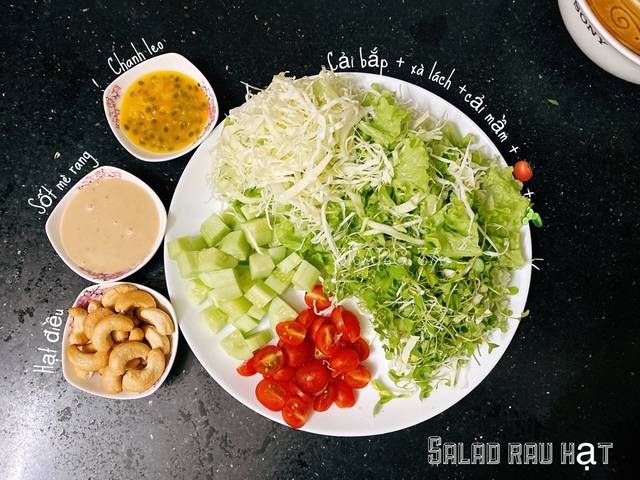 hạt, salad, salad trộn, salad trộn cải mầm, salad trộn rau, salad trộn với chanh dây, salad rau hạt