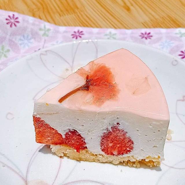 bánh ngọt, cheesecake, gelatin, sakura, strawberry cheesecake, whipping, sakura strawberry cheesecake – bánh phô mai dâu hoa anh đào