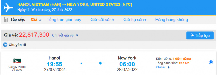 Giá vé máy bay đi New York Mỹ chỉ từ 500 USD