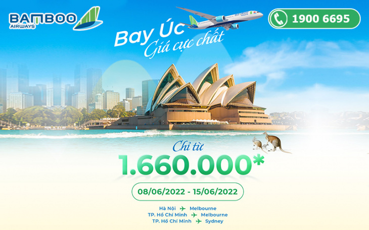 Giá chạm đáy, bay Úc ngay cùng Bamboo chỉ từ 1.660k