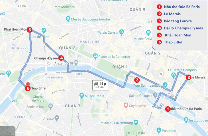 Lịch trình tham quan du lịch Paris, Pháp trong 1 ngày