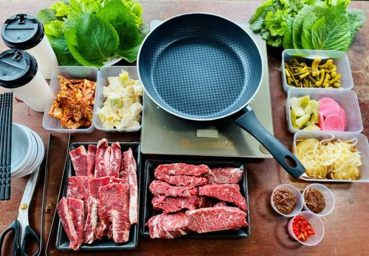 khám phá, trải nghiệm, ăn thịt nướng tại nhà bằng chảo chống dính với set thịt meat plus hồ tây