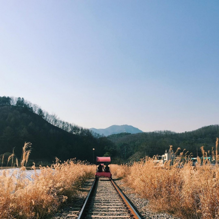 khám phá, trải nghiệm, du lịch hàn quốc tự túc: vừa đạp xe vừa mơ mộng trên đường sắt gangchon