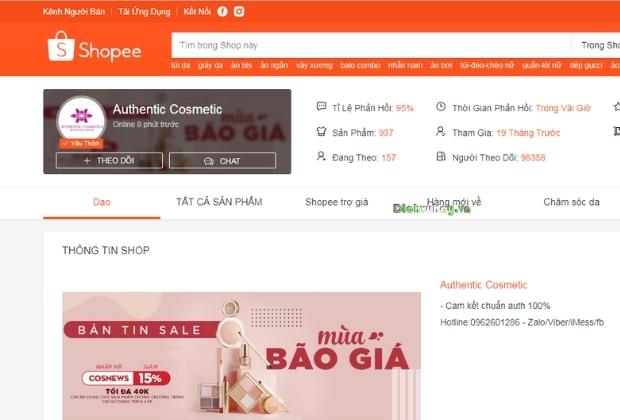 Top 12 shop mỹ phẩm uy tín trên Shopee ở Hà Nội bán chạy nhất
