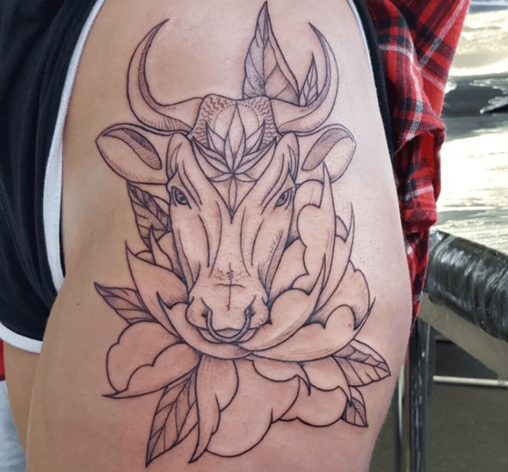 Geometric Bull Taurus Tattoo Design  Astro Tattoos