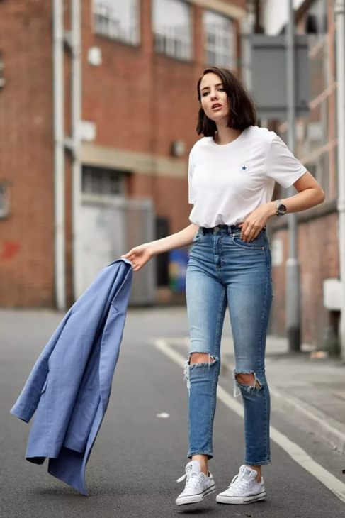 thời trang, 10 cách phối quần jean với áo thun nữ đẹp, cá tính và phong cách cho nàng