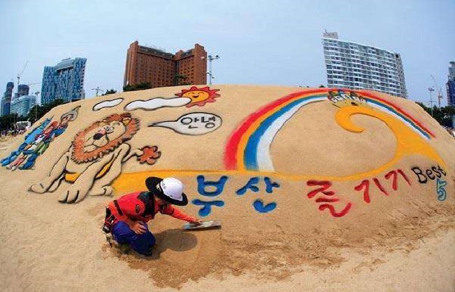 du lịch hàn quốc, du lịch busan hàn quốc, lễ hội cát haeundae, đến với lễ hội cát haeundae của hàn quốc