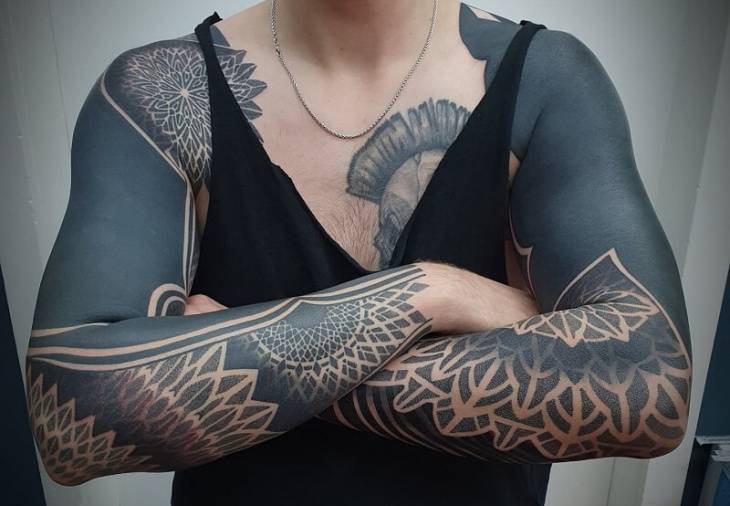 First week in healing blackout sleeve 🖤 #fyp #tattoo #blackouttattoo ... |  tattoos | TikTok