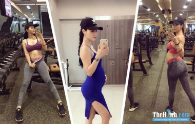 Trang Miu – Mẹ bầu 5 tháng vẫn tập gym đều đặn 4-5 buổi/tuần