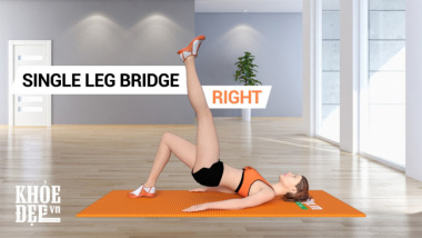 Bài tập nâng mông chảy xệ hiệu quả Single Leg Bridge Right