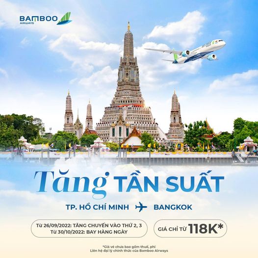 Bamboo Airways tăng tần suất bay TP.HCM – BANGKOK