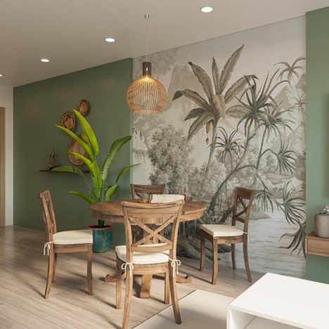 , kiến trúc, ấn tượng nội thất phong cách indochine kết hợp tropical trong căn hộ 2pn+1