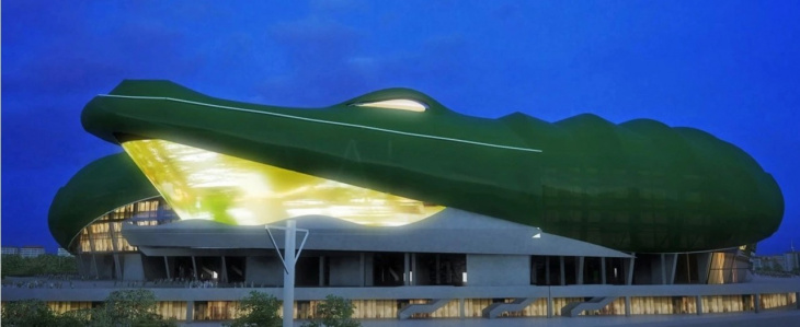 timsah park, vé máy bay, sân vận động timsah park hình cá sấu xanh khổng lồ