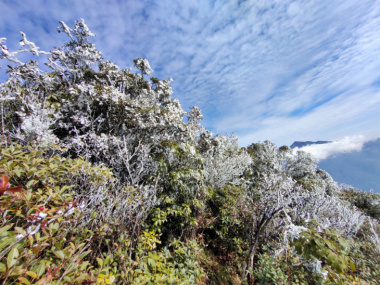 Du khách thích thú “săn” băng giá trên các đỉnh núi cao tại Bát Xát