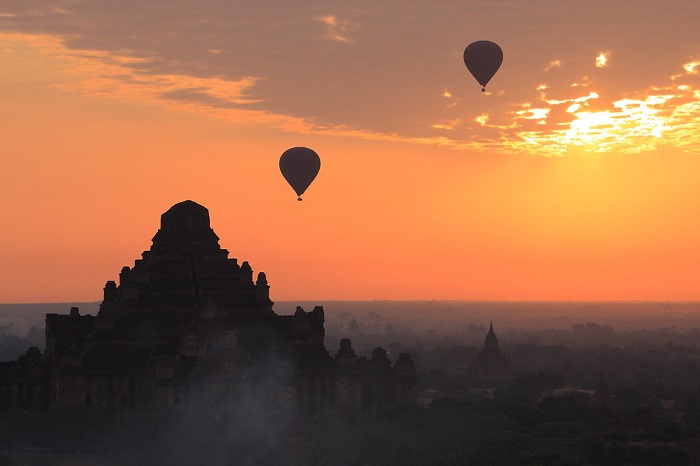 ngắm bình minh ở bagan, khám phá, trải nghiệm, ngắm bình minh ở bagan rọi ánh sáng rực rỡ lên hàng nghìn ngôi đền cổ