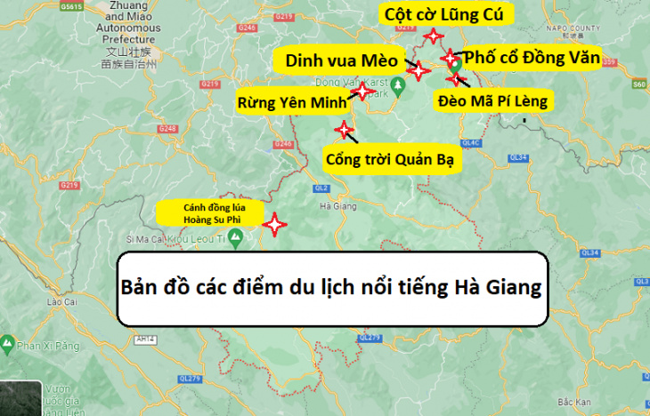 Bản đồ Hà Giang khổ lơn chi tiết và mới nhất
