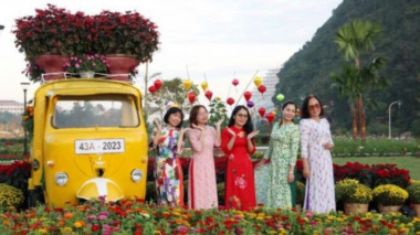 Young people in Da Nang are busy checking in to the spring flower garden at the foot of the Ngu Hanh Son Mountains
